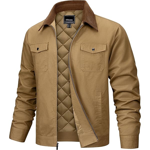 Prime-Fashion Mens Plain Shirt Regular Fit Khaki Cotton Jacket